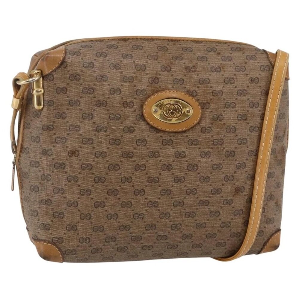 GUCCI Micro GG Supreme Shoulder Bag PVC Beige Gold 007 104 4916 Auth BA7113 - Picture 1 of 16